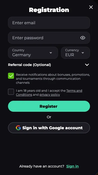 Registrierung in unter 60 Sekunden – Slotornado
